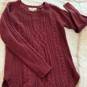 Burgundy cable knot tunic sweater